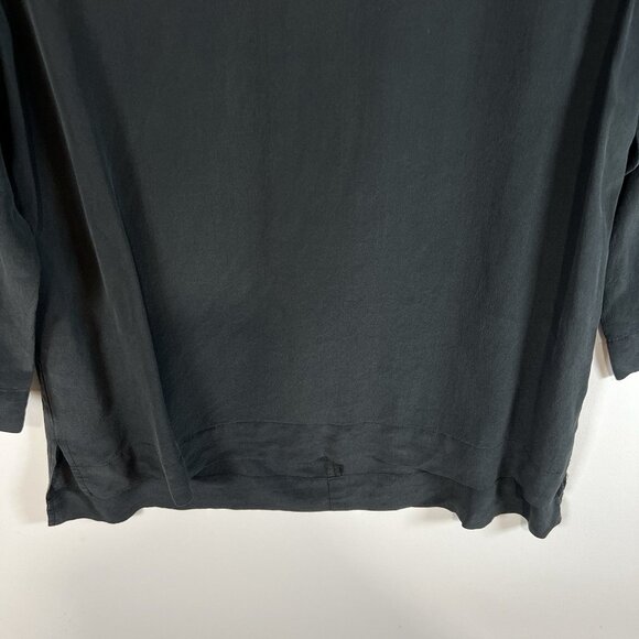 Madewell Women's Black Preppy Minimalist Modest 100% Silk Blouse Small Luxury - Picture 3 of 8